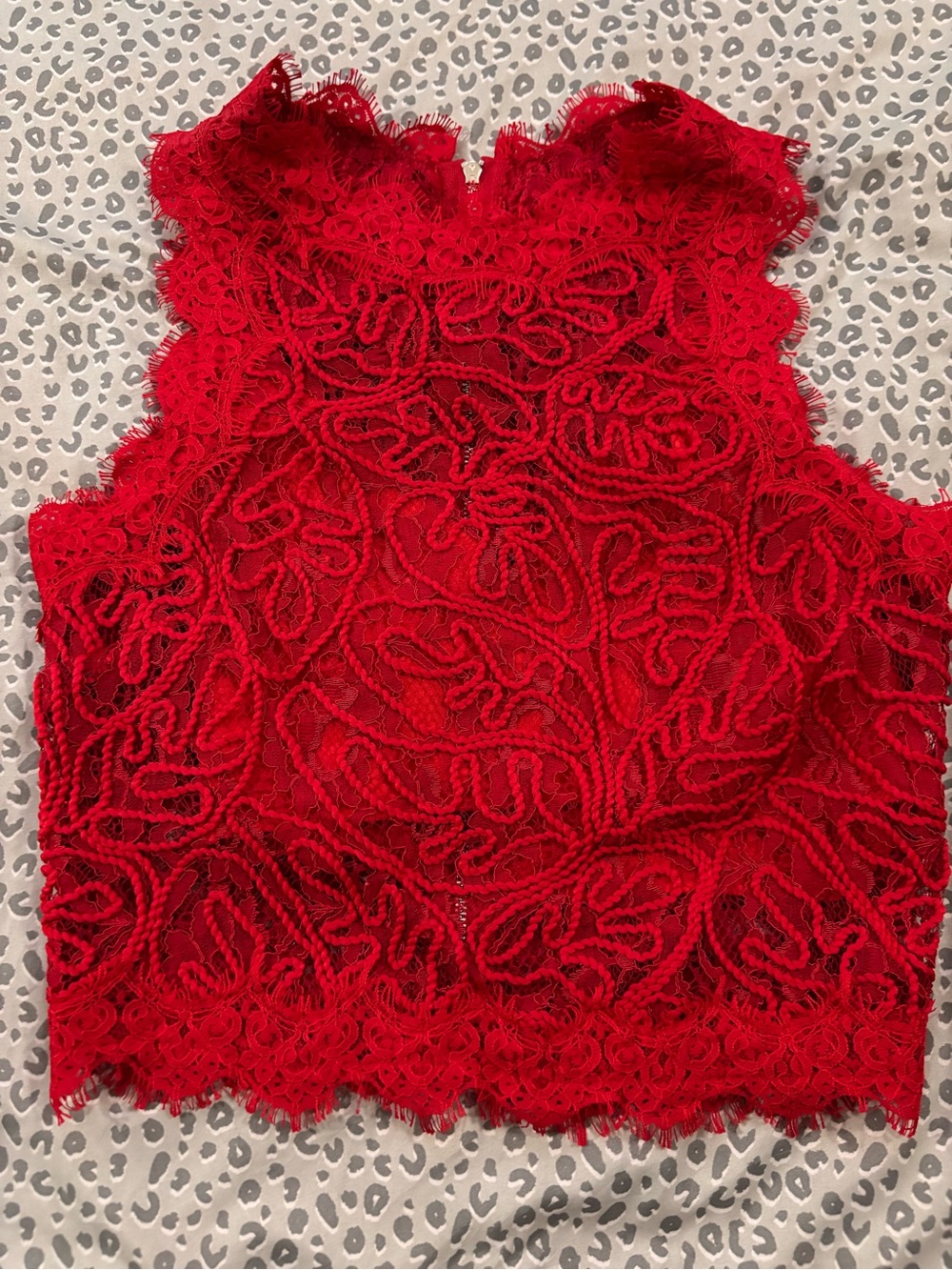 Missguided Red Lace Cropped High-Neck Tank